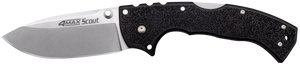 Cold Steel CS62RQ 4-Max Scout 4" Folding Plain Stone Washed Japanese AUS-10A SS Blade/ Black Griv-Ex Handle Includes Pocket Clip                                                                        