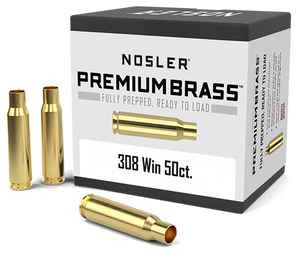 Nosler 10225 Premium Brass Unprimed Cases 308Win Rifle Brass 50/Box                                                                                                                                     