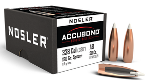Nosler 57625 AccuBond  338Cal 180gr Spitzer Point Boat Tail 50/Box                                                                                                                                      