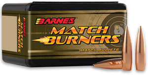 Barnes Bullets 32050 Match Burners  22Cal 77gr Match Burners Boat Tail 100 Per Box/10 Case                                                                                                              