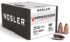Nosler 36763 Varmageddon 22Cal 35gr Flat Base Tipped 100/Box Nosler 36763 Varmageddon 22Cal 35gr Flat Base Tipped 100/Box