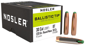 Nosler 30181 Ballistic Tip  30Caliber 220gr Round Nose 50/Box                                                                                                                                           