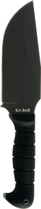 Ka-Bar 1278 Warthog Heavy Duty 6.75" Fixed Clip Point Plain Black SK-5 High Carbon Blade TPR Black Handle                                                                                               