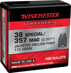 Winchester Ammo WB38HP110X Centerfire Handgun Reloading 38Special 110gr Jacketed Hollow Point 100 Per Box/10 Case                                                                                       