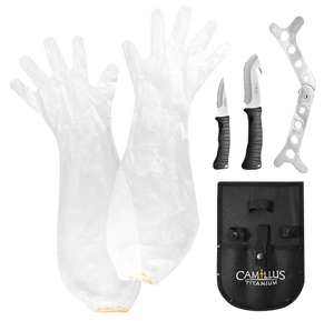 Camillus 19439 Hunting Kit  Fixed Caper/GutHook Plain Titanium Nitride Coated 5 Pieces                                                                                                                  