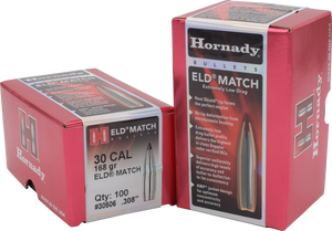 Hornady 30506 ELD Match  30 Cal .308 168 gr Extremely Low Drag Match 100 Per Box/ 15 Case                                                                                                               