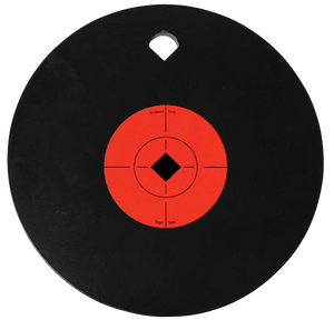 Birchwood Casey 47603 World of Targets Single Hole 8" Pistol/Rifle Black/Orange AR500 Steel Circle w/Crosshair & Diamond 0.38" Thick Hanging                                                            