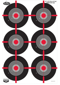 Birchwood Casey 35705 Dirty Bird  Multiple Bullseye Tagboard Hanging Pistol 12" x 18" Black/Red/Gray White Impact Splatter 8 Per Pkg                                                                    