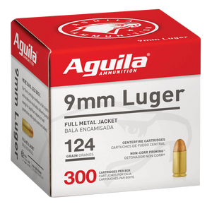 Aguila 1E092108 Target & Range Handgun 9mm Luger 124gr Full Metal Jacket 300 Per Box/4 Case                                                                                                             