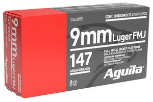 Aguila 1E097719 Target & Range Handgun 9mm Luger 147gr Full Metal Jacket Flat Point 50 Per Box/20 Case                                                                                                  