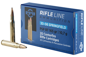PPU PP30062 Standard Rifle  30-06Springfield 165gr Pointed Soft Point Boat Tail 20 Per Box/10 Case                                                                                                      