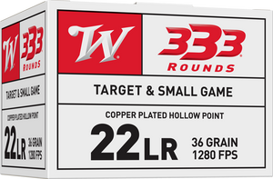 Winchester Ammo 22LR333HP USA 22LR 36gr Copper Plated Hollow Point 333 Per Box/10 Case Winchester Ammo 22LR333HP USA 22LR 36gr Copper Plated Hollow Point 333 Per Box/10 Case