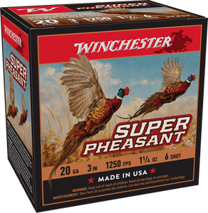 Winchester Ammo X203PH6 Super Pheasant Magnum High Brass 20Gauge 3" 1 1/4oz 6Shot 25 Per Box/10 Case                                                                                                    