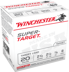 Winchester Ammo TRGT208 Super-Target  20Gauge 2.75" 7/8oz 8Shot 25 Per Box/10 Case                                                                                                                      