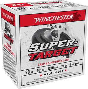 Winchester Ammo TRGT207 Super-Target  20Gauge 2.75" 7/8oz 7.5Shot 25 Per Box/10 Case                                                                                                                    