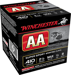 Winchester Ammo AASC418VP AA Sporting Clay 410Gauge 2.50" 1/2oz 8Shot 100 Per Box/5 Case Winchester Ammo AASC418VP AA Sporting Clay 410Gauge 2.50" 1/2oz 8Shot 100 Per Box/5 Case