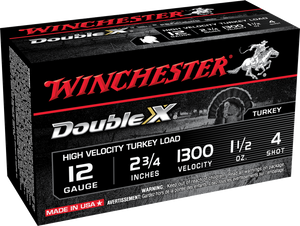 Winchester Ammo STH124 Double X High Velocity Turkey 12Gauge 2.75" 1 1/2oz 4Shot 10 Per Box/10 Case                                                                                                     