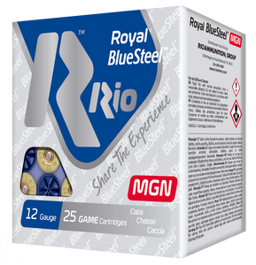 Rio Ammunition RBSM364 Royal BlueSteel Magnum 12Gauge 3" 1 1/4oz 4Shot 25 Per Box/10 Case Rio Ammunition RBSM364 Royal BlueSteel Magnum 12Gauge 3" 1 1/4oz 4Shot 25 Per Box/10 Case