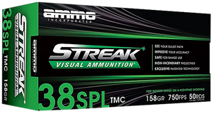 Ammo Inc 38158TMCSTRKGRN50 Streak Visual (GREEN)  38Special 158gr Total Metal Case 50 Per Box/20 Case                                                                                                   
