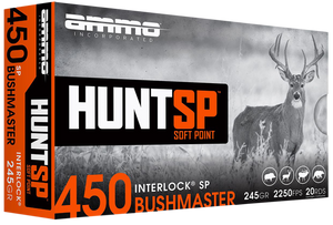 Ammo Inc 450B245SPA20 Hunt  450Bushmaster 245gr Soft Point 20 Per Box/10 Case                                                                                                                           