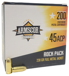 Armscor 50093 Precision Rock Pack 45ACP 230gr Full Metal Jacket 200 Per Box/4 Case                                                                                                                      
