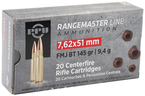 PPU PPRM762 Rangemaster  7.62x51mmNATO 145gr Full Metal Jacket Boat Tail 20 Per Box/25 Case                                                                                                             