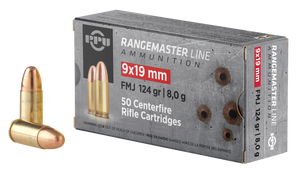 PPU PPRM9M Rangemaster  9mmLuger 124gr Full Metal Jacket 1000/Box                                                                                                                                       