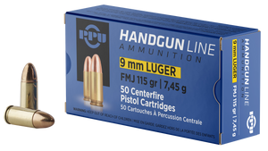 PPU PPH9F1 Handgun  9mmLuger 115gr Full Metal Jacket 50 Per Box/20 Case                                                                                                                                 