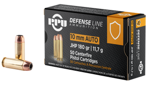 PPU PPD10 Defense  10mmAuto 180gr Jacketed Hollow Point 50 Per Box/10 Case                                                                                                                              