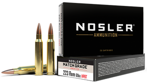 Nosler 60023 Match Grade  223Rem 69gr Custom Competition Hollow Point Boat Tail 20 Per Box/20 Case                                                                                                      