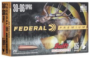 Federal P3006SS1 Premium  30-06Springfield 165gr Swift Scirocco II 20 Per Box/10 Case                                                                                                                   