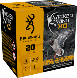 Browning Ammo B193412033 Wicked Wing XD  20Gauge 3" 1oz 3Shot 25 Per Box/10 Case                                                                                                                        