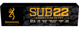 Browning Ammo B194122102 Sub22  22LR 45gr Round Nose 100 Per Box/20 Case                                                                                                                                
