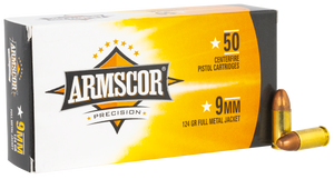 Armscor 50041PH Precision  9mmLuger 124gr Full Metal Jacket 50 Per Box/20 Case                                                                                                                          