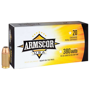 Armscor FAC3803N USA  380ACP 95gr Jacketed Hollow Point 20 Per Box/25 Case                                                                                                                              