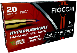 Fiocchi 308TTSX Hyperformance  308Win 168gr Barnes Tipped TSX 20 Per Box/10 Case                                                                                                                        