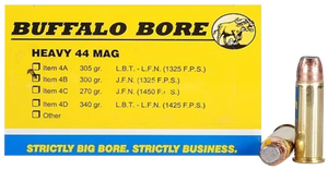 Buffalo Bore Ammunition 4B20 Heavy Strictly Business 44Rem Mag 300gr Semi Jacketed Flat Point 20 Per Box/12 Case                                                                                        