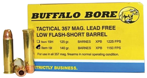 Buffalo Bore Ammunition 19I20 Buffalo-Barnes Strictly Business 357Mag 140gr Barnes VOR-TX XPB Lead Free 20 Per Box/12 Case                                                                              