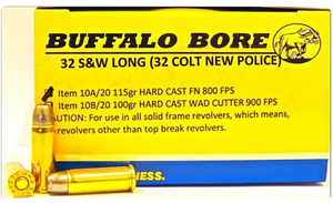 Buffalo Bore Ammunition 10A20 Personal Defense Strictly Business 32S&W Long 115gr Hard Cast Flat Nose 20 Per Box/12 Case                                                                                