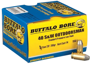 Buffalo Bore Ammunition 23F20 Outdoorsman Strictly Business 40S&W 200gr Hard Cast Flat Nose 20 Per Box/12 Case                                                                                          