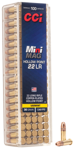 CCI 0031 Mini-Mag High Velocity 22LR 36gr Copper Plated Hollow Point 100 Per Box/50 Case                                                                                                                