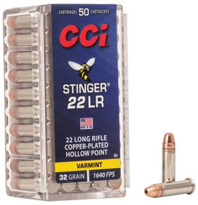 CCI 0050 Stinger  22LR 32gr Copper Plated Hollow Point 50 Per Box/100 Case                                                                                                                              