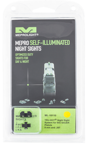 Meprolight USA 101103201 Tru-Dot  Green Tritium White Outline Front Sight-Yellow Tritium White Outline Rear Sight Sig Sauer P-Series P226/P320                                                          