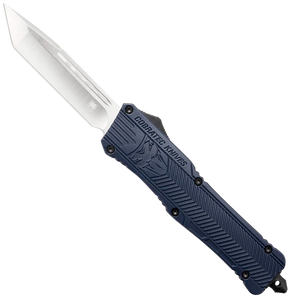 CobraTec Knives LNYCTK1LTNS CTK-1  Large 3.75" OTF Tanto Plain D2 Steel Blade/NYPD Blue Aluminum Handle Features Glass Breaker Includes Pocket Clip                                                     
