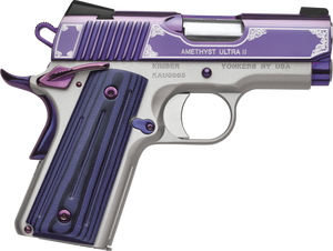 Kimber Mfg, Inc 3200363 Ultra II 45 ACP 7+1 3" Stainless Match Grade Barrel, Engraved Purple Amethyst PVD Serrated Stainless Steel Slide, Satin Silver Aluminum Frame w/Beavertail, G10 Grip Kimber Mfg, Inc 3200363 Ultra II 45 ACP 7+1 3" Stainless Match Grade Barrel, Engraved Purple Amethyst PVD Serrated Stainless Steel Slide, Satin Silver Aluminum Frame w/Beavertail, G10 Grip