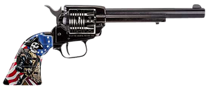 Heritage Mfg RR22B6ECSS Rough Rider Independence Day 22 LR 6 Shot 6.50" Black Oxide Barrel & Frame, Black Oxide w/Engraved US Flag Cylinder, Custom Designed US Flag w/Soldier Grips                    