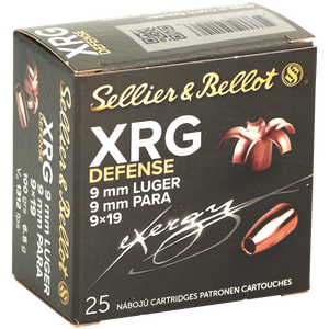 Sellier & Bellot SB9XA XRG Defense 9mmLuger 100gr Solid Copper Hollow Point 25 Per Box/40 Case                                                                                                          