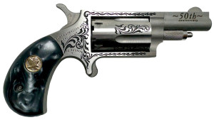 North American Arms 22M 50th Anniversary Stainless .22 Mag 1 5/8" Barrel 5-Rounds w/ Black Pearl Grips North American Arms 22M 50th Anniversary Stainless .22 Mag 1 5/8" Barrel 5-Rounds w/ Black Pearl Grips