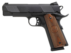 Iver Johnson Arms HAWK Hawk Commander 45 ACP 8+1 4.25" Black Steel Barrel, Matte Black Serrated Steel Slide & Frame w/Beavertail. Checkered Double Diamond Walnut Grip                                  