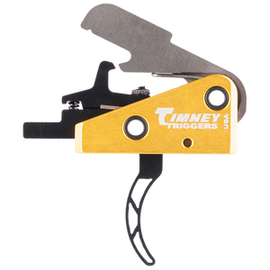 Timney Triggers 661S Competition Trigger  Single-Stage Skeletonized Curved Trigger with 3 lbs Draw Weight & Black/Gold Finish for AR-15                                                                 